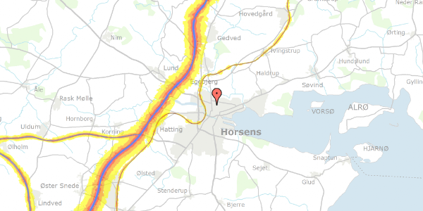 Trafikstøjkort på Nørretorv 1E, 1. 45, 8700 Horsens