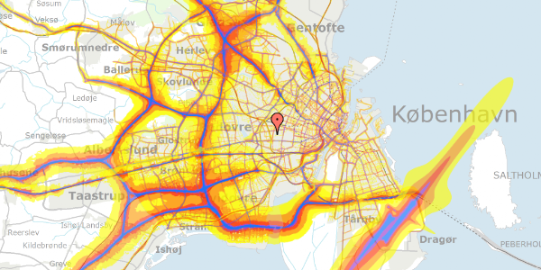 Trafikstøjkort på Glahns Alle 25A, 2000 Frederiksberg