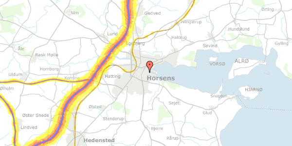 Trafikstøjkort på Endelavevej 14E, 8700 Horsens