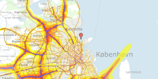 Trafikstøjkort på Scherfigsvej 27, 1. tv, 2100 København Ø