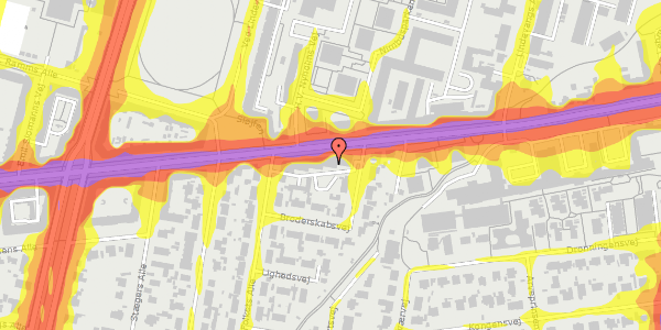 Trafikstøjkort på Peter Bangs Vej 35, st. 1, 2000 Frederiksberg