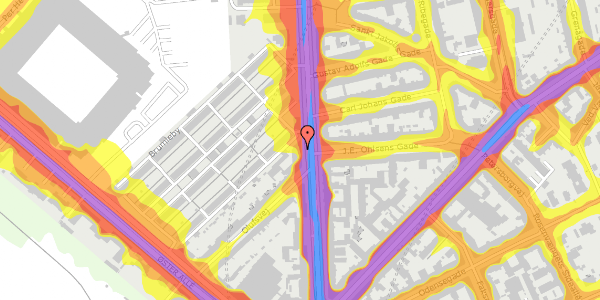 Trafikstøjkort på Østerbrogade 53, 2100 København Ø