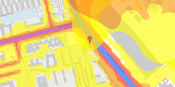 Trafikstøjkort på Firkløverparken 74, 2625 Vallensbæk