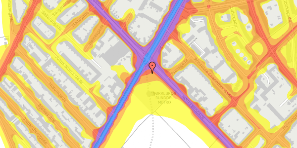 Trafikstøjkort på Nørrebrogade 145, 2200 København N