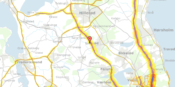 Trafikstøjkort på Kollerød Bygade 21A, 3450 Allerød