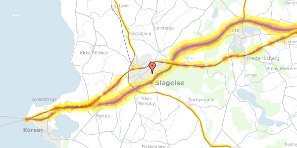 Trafikstøjkort på Parkvej 40, 4200 Slagelse