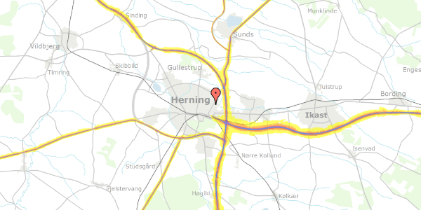 Trafikstøjkort på Sorøvej 18B, 7400 Herning