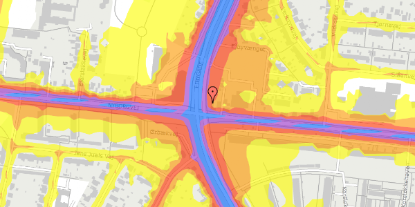 Trafikstøjkort på Nyborgvej 212, 5220 Odense SØ