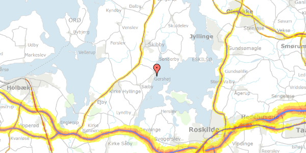 Trafikstøjkort på Mågevej 12, 4070 Kirke Hyllinge