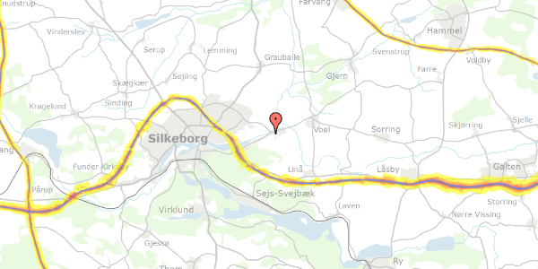 Trafikstøjkort på Skærbækvej 13, st. 11, 8600 Silkeborg