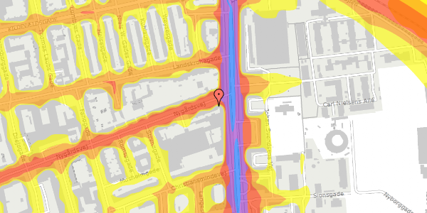 Trafikstøjkort på Nygårdsvej 1, 2100 København Ø