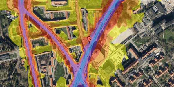 Trafikstøjkort på Peter Rørdams Vej 2B, 2400 København NV