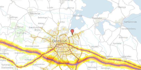 Trafikstøjkort på Martins Minde Havekoloni 86, 5240 Odense NØ