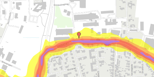 Trafikstøjkort på Birgersvej 3, 3720 Aakirkeby