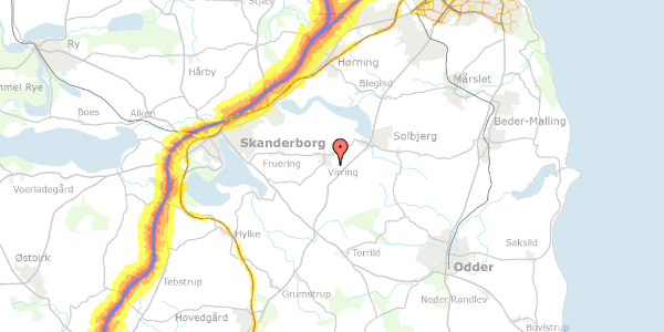 Trafikstøjkort på Johannelunden 15, 8660 Skanderborg