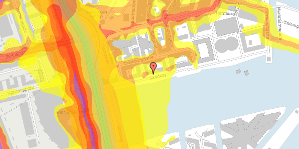 Trafikstøjkort på Sandkaj 13, 5. th, 2150 Nordhavn