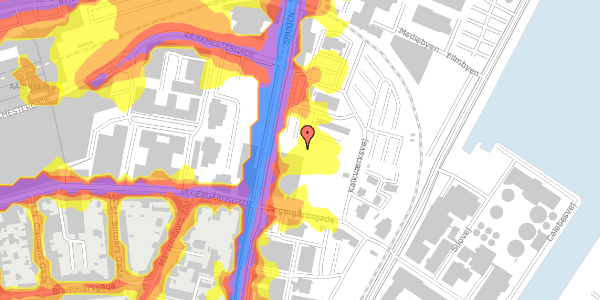 Trafikstøjkort på Jægergårdsgade 101M, kl. , 8000 Aarhus C