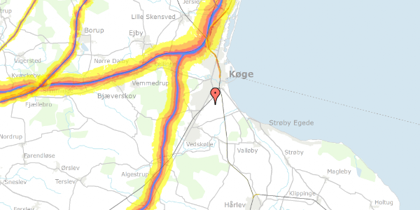 Trafikstøjkort på Hf. Kildemosegård I 58, 4600 Køge