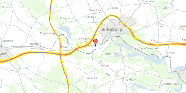 Trafikstøjkort på Funder Møllevej 141, 8600 Silkeborg