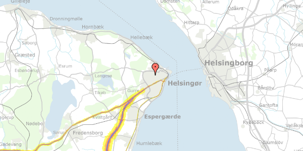 Trafikstøjkort på Søvejen 8, 3000 Helsingør