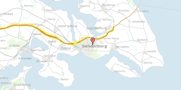 Trafikstøjkort på Fynsgade 2, 6400 Sønderborg