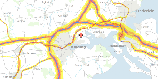 Trafikstøjkort på Aarøvænget 78A, 6000 Kolding