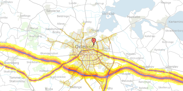 Trafikstøjkort på Mosegårdsvej 51B, 5000 Odense C