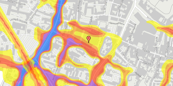 Trafikstøjkort på Budolfi Plads 18, 2. th, 9000 Aalborg