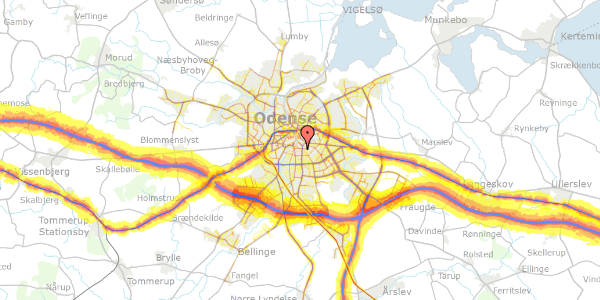 Trafikstøjkort på Rosenlunden 15, 1. th, 5000 Odense C