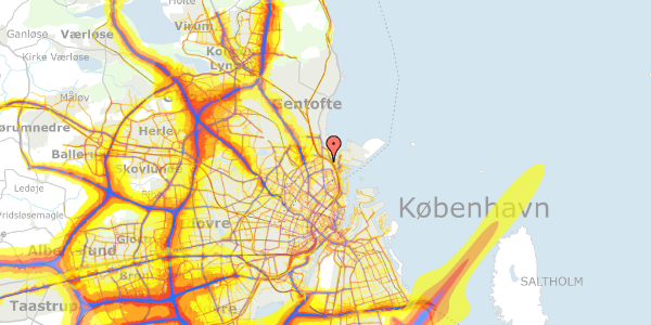 Trafikstøjkort på Carl Nielsens Allé 9, 2. th, 2100 København Ø