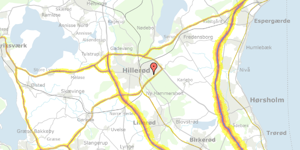 Trafikstøjkort på Rytterstien 29D, 3400 Hillerød