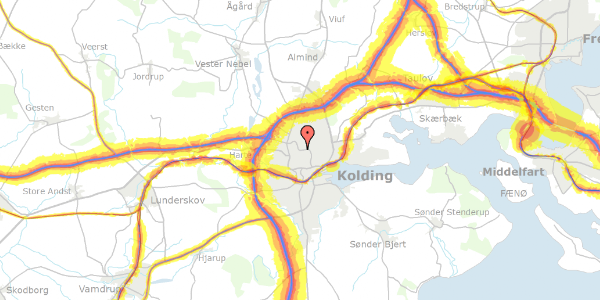 Trafikstøjkort på Bertram Knudsens Vej 52, 6000 Kolding