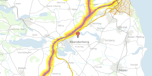 Trafikstøjkort på Blishønedalen 30, 8660 Skanderborg