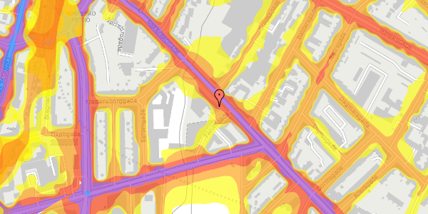 Trafikstøjkort på Nørrebrogade 209A, 2200 København N