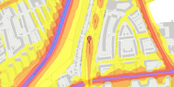 Trafikstøjkort på Hf. Zenia-Lindevang 28, 2000 Frederiksberg