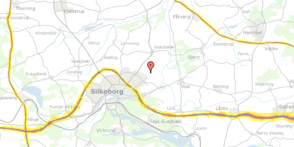 Trafikstøjkort på Tusindfryd 55, 8600 Silkeborg