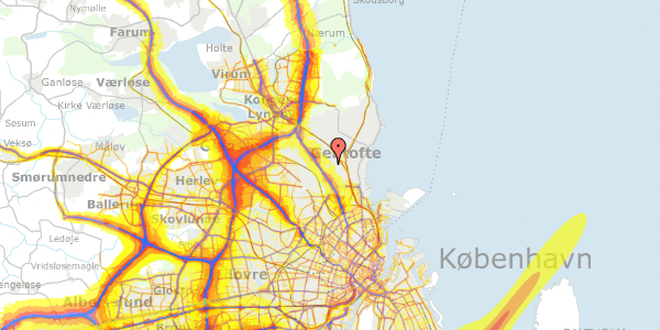 Trafikstøjkort på Gentofte Hospitalsvej 40, 2900 Hellerup