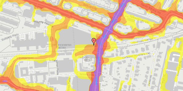 Trafikstøjkort på Solbjergvej 2B, 2000 Frederiksberg