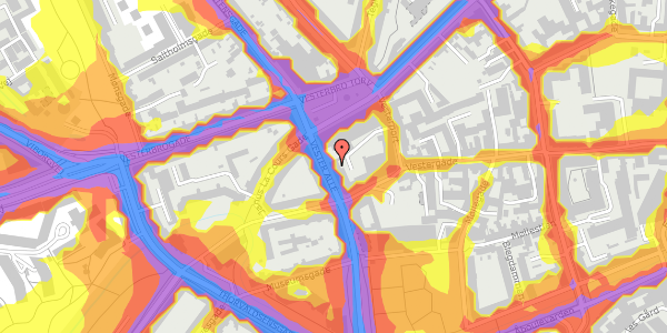 Trafikstøjkort på Vester Allé 24A, 1. th, 8000 Aarhus C