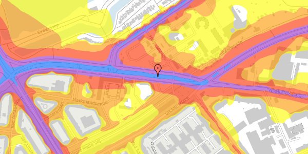 Trafikstøjkort på Vermlandsgade 38A, 2300 København S