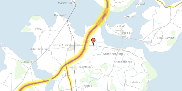 Trafikstøjkort på Stubbekøbingvej 40, 4840 Nørre Alslev