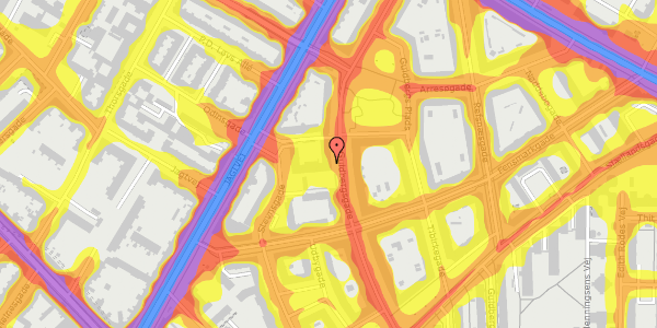 Trafikstøjkort på Guldbergsgade 99, 2. , 2200 København N