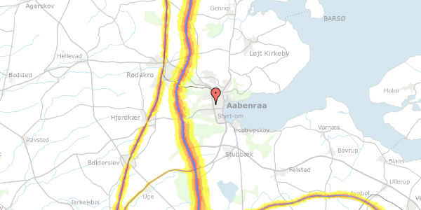 Trafikstøjkort på Hjelmhaverne 57, 6200 Aabenraa