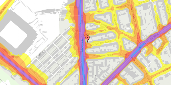 Trafikstøjkort på Østerbrogade 100, 2100 København Ø