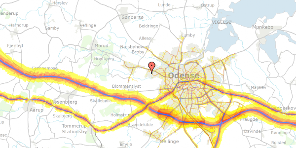 Trafikstøjkort på Guldæble Have 9, 5210 Odense NV