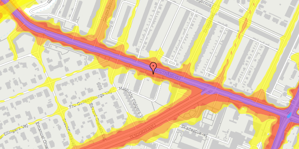 Trafikstøjkort på Godthåbsvej 101A, st. 1, 2000 Frederiksberg