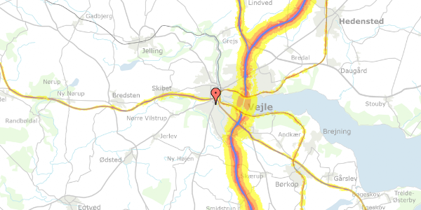 Trafikstøjkort på Hf. Kongens Kær 36, 7100 Vejle