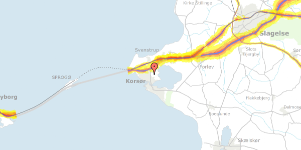 Trafikstøjkort på Tovesvej 55, 4220 Korsør