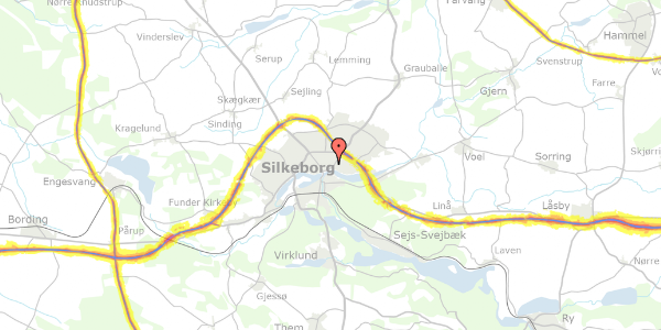 Trafikstøjkort på Enghavevej 34, 8600 Silkeborg