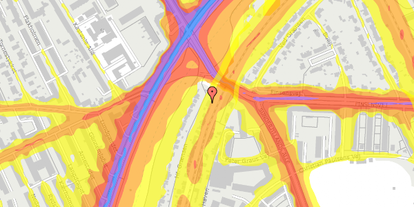 Trafikstøjkort på Hf. Grænsen 1B, 2000 Frederiksberg